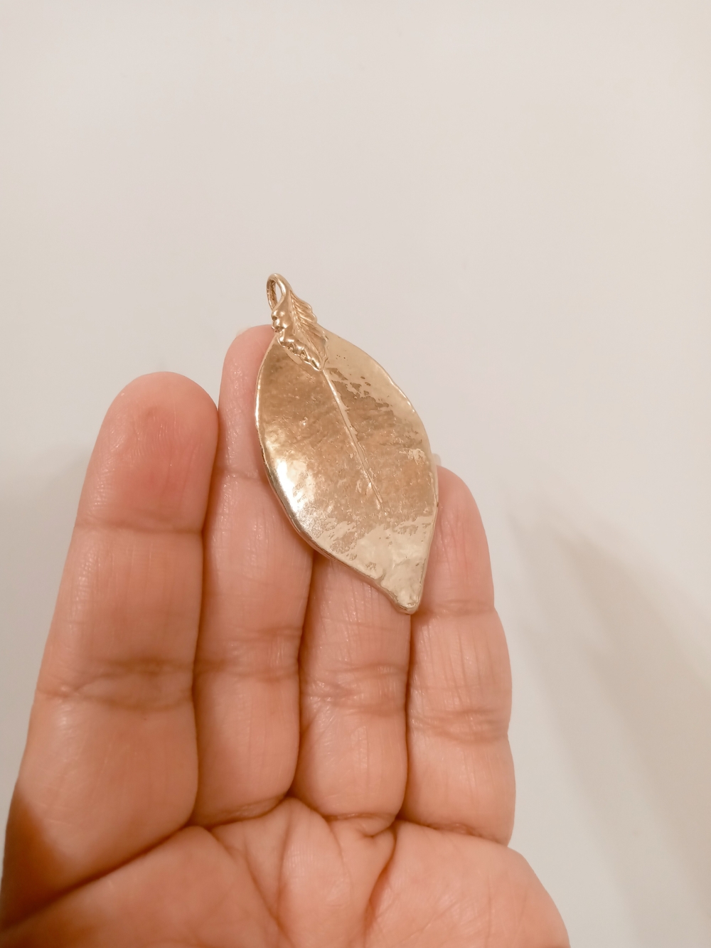 Vintage 80s 24k Gold Hand Dipped Hawaiian Leaf Pendant